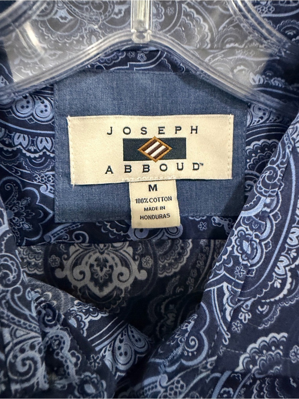 NWT Joseph Abboud Navy and White Paisley Button-Up Shirt. Modern Fit. Medium - Picture 3 of 6